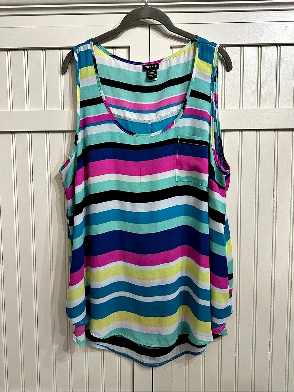 Torrid Striped Tank Top in Blue & Turquoise Size 2X